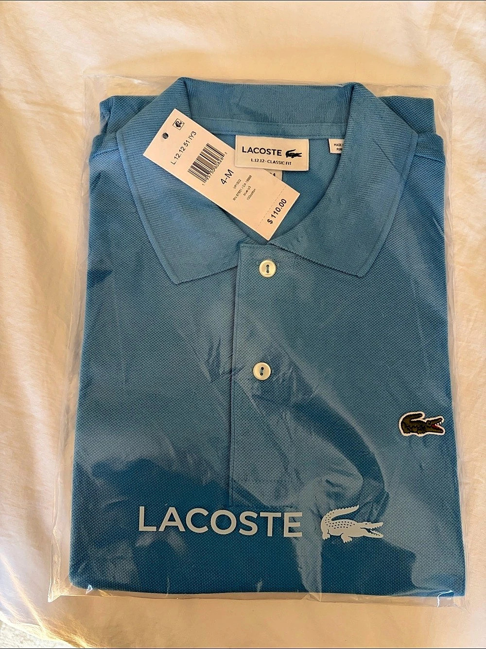 Lacoste Men's Classic Fit Original L.12.12 Polo Shirt Blue Polo Size